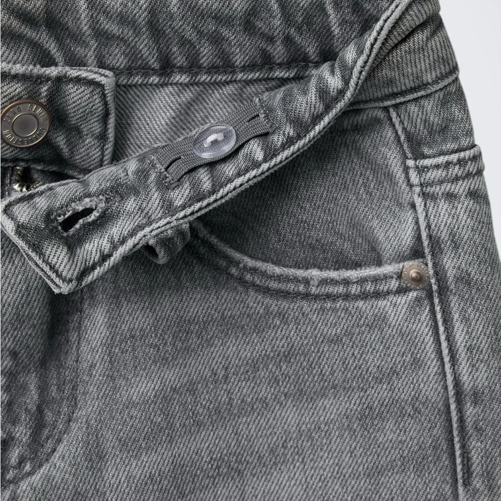🌫️🖤 Zara Kids Gray Wide-Leg Jeans | Adjustable Waist | Size 9 | Like New